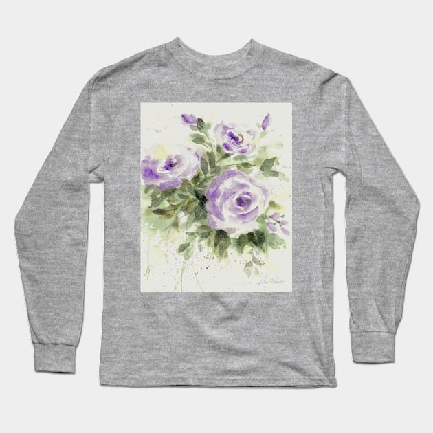 Washy Purple Roses A Long Sleeve T-Shirt by Jean Plout Designs